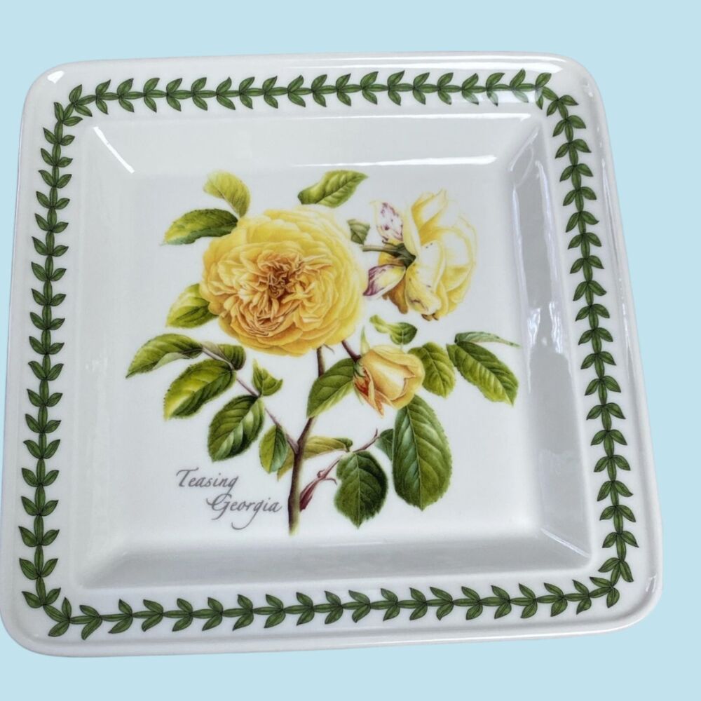 Portmeirion Botanic Roses Teasing Georgia Square Salad Plate 8.5” EUC